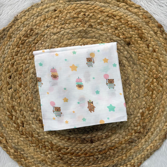 Muslin Swaddle/ Towel - Teddy Bear