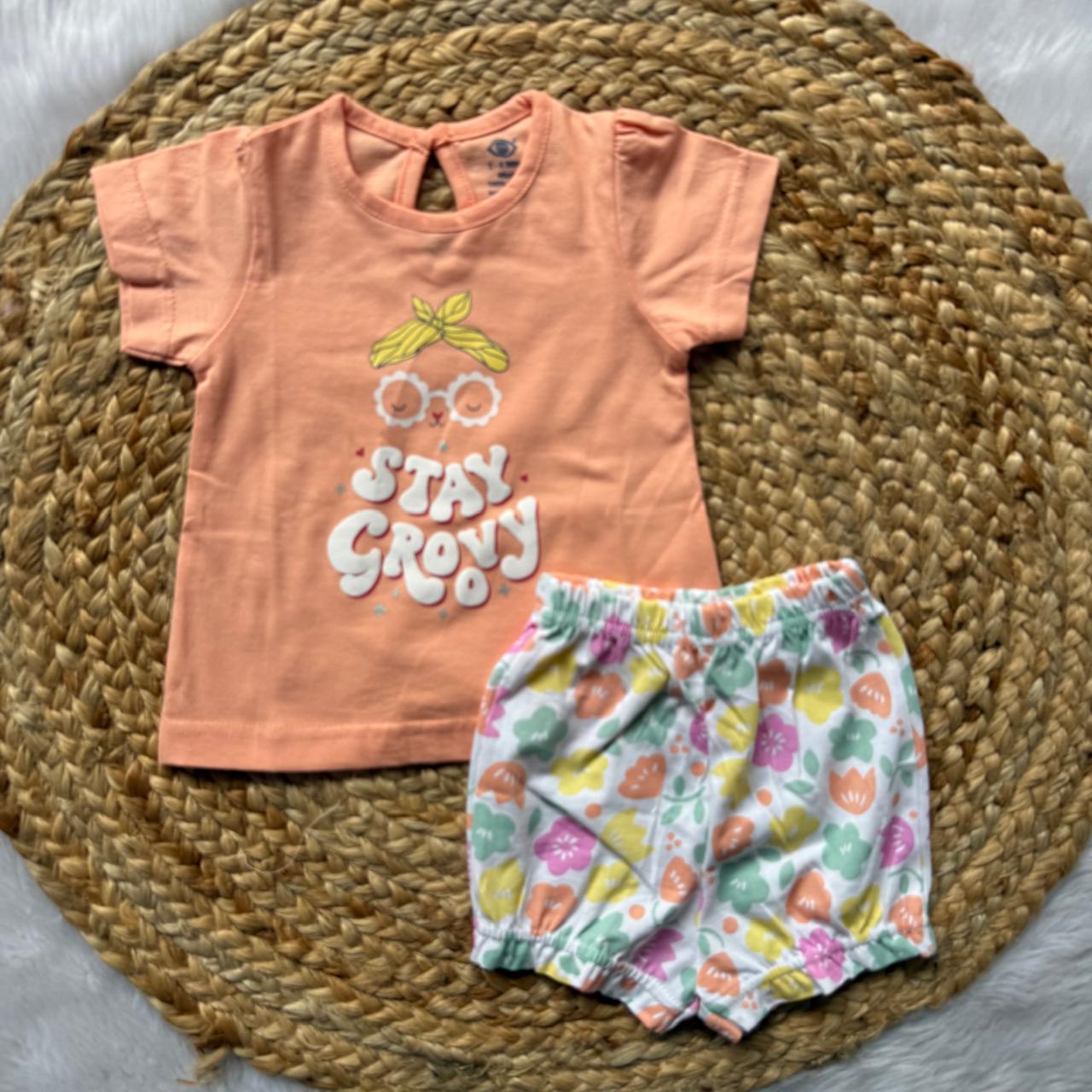 T-Shirt & Shorts Girls Sets - Orange