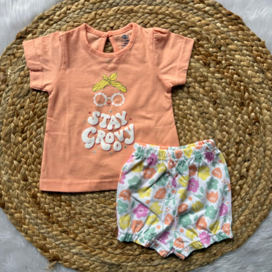T-Shirt & Shorts Girls Sets - Orange