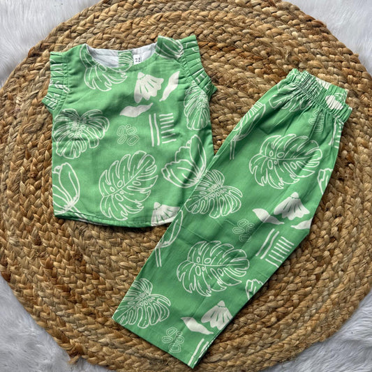 Girls Set -  Green Leaf