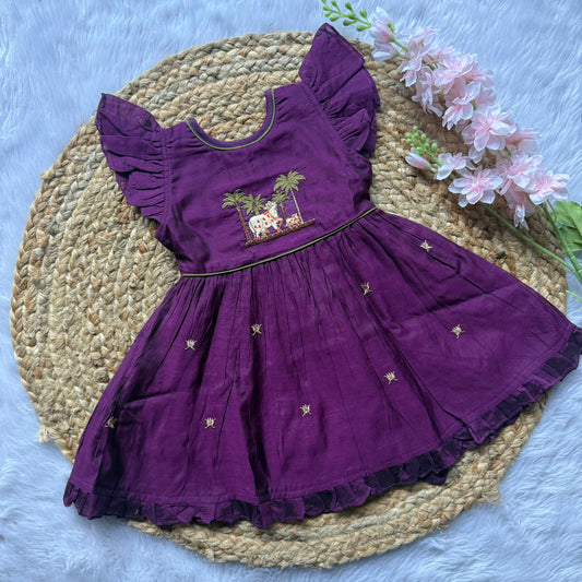 Chandheri Girls Ethnic Frock - Violet