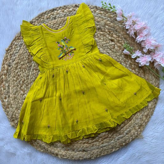 Chandheri Girls Ethnic Frock - Florescent