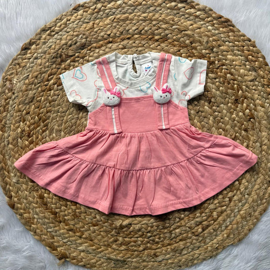 Pink hearts - Premium Baby  Frocks