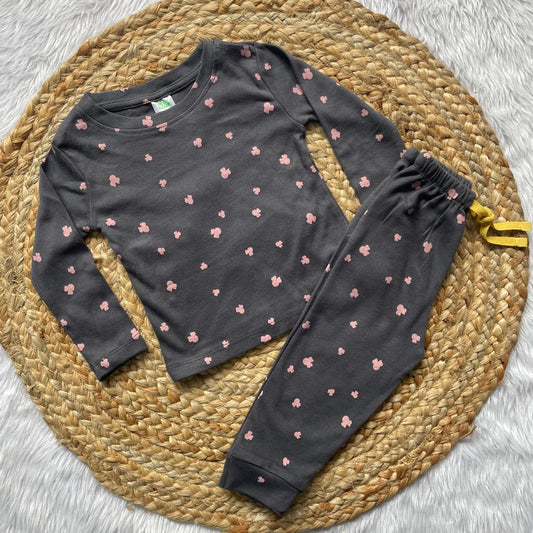 Kids Pant Co-Ord Winter  Sets - Grey hearts [Full sleeve]