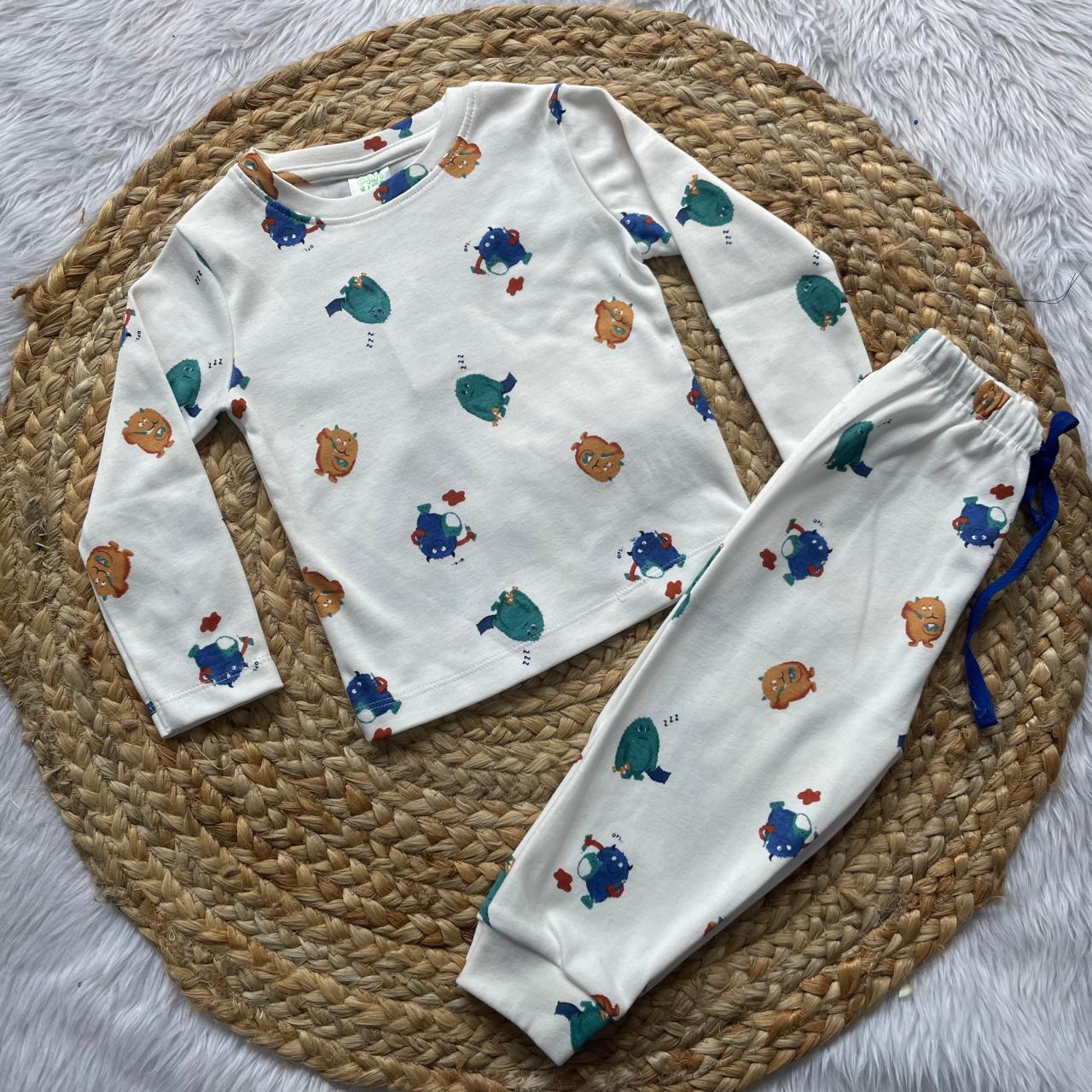 Kids Pant Co-Ord Winter Sets -  White [Full sleeve]