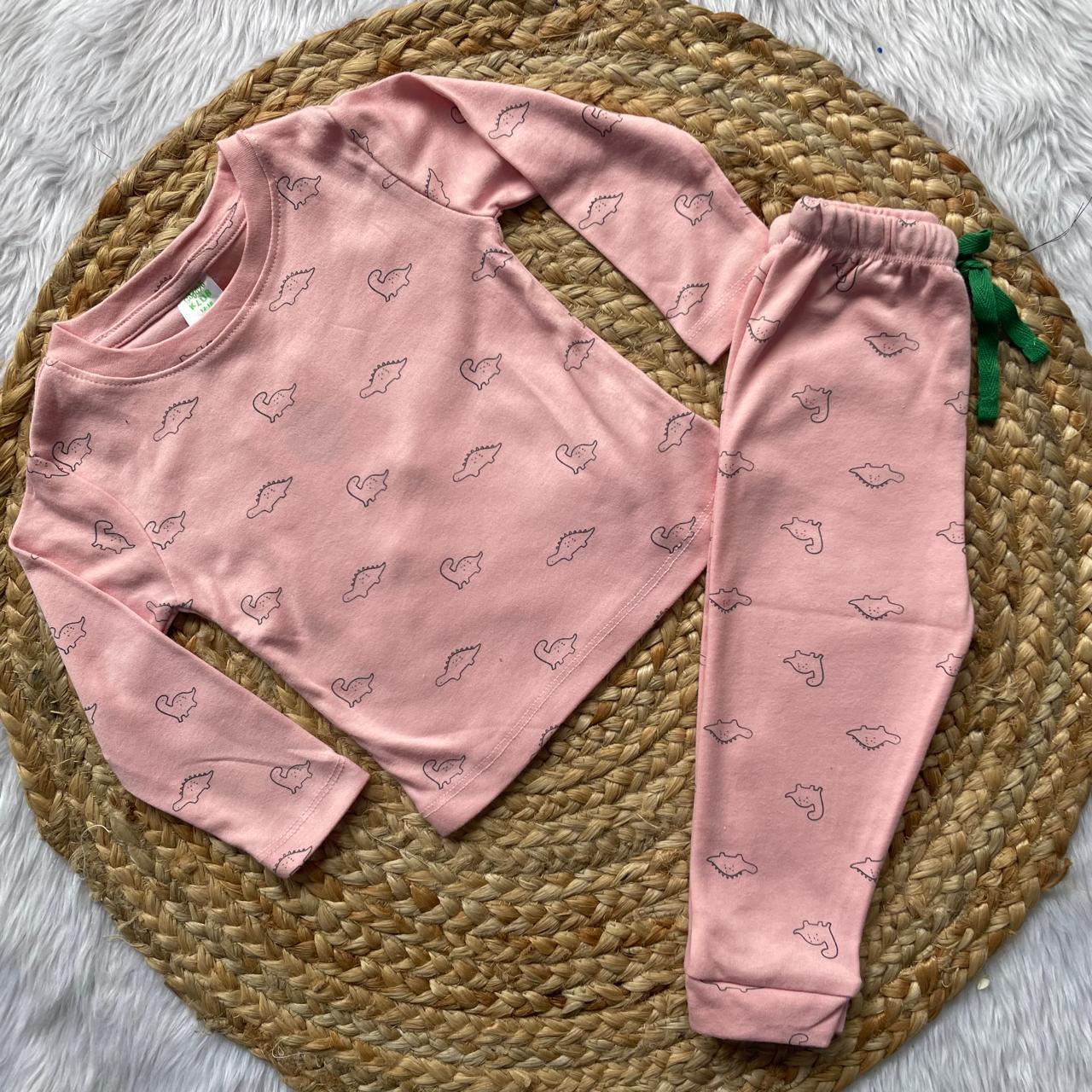 Kids Pant Co-Ord Winter  Sets -  Pink dino [Full sleeve]