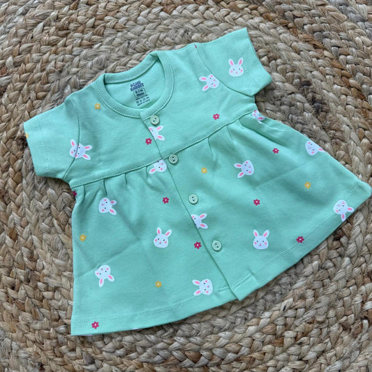 Green bunny - Premium Baby Knitted Frocks