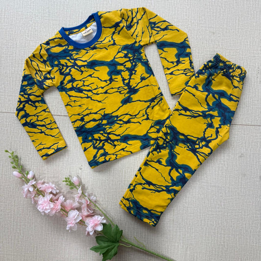 Kids Pant Co-Ord Winter Sets (Full sleeve) - Yellow & Blue