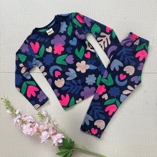 Kids Pant Co-Ord Winter Sets (Full sleeve) - Hearts & Florals