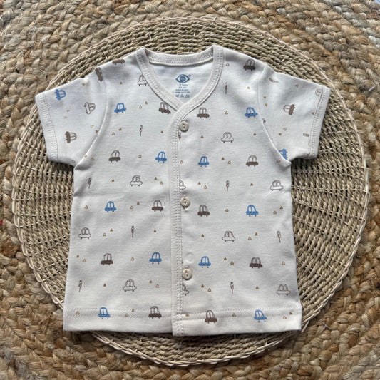 Knitted Baby Jabla with Sleeve - Cream Cars