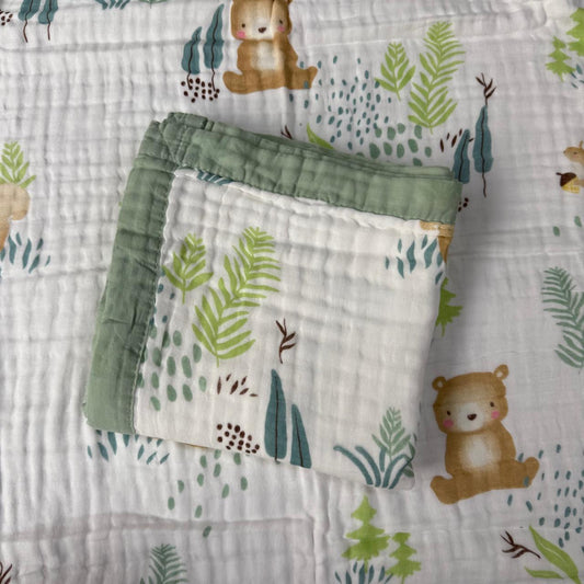 Muslin Blanket 6 Layer - Leaves