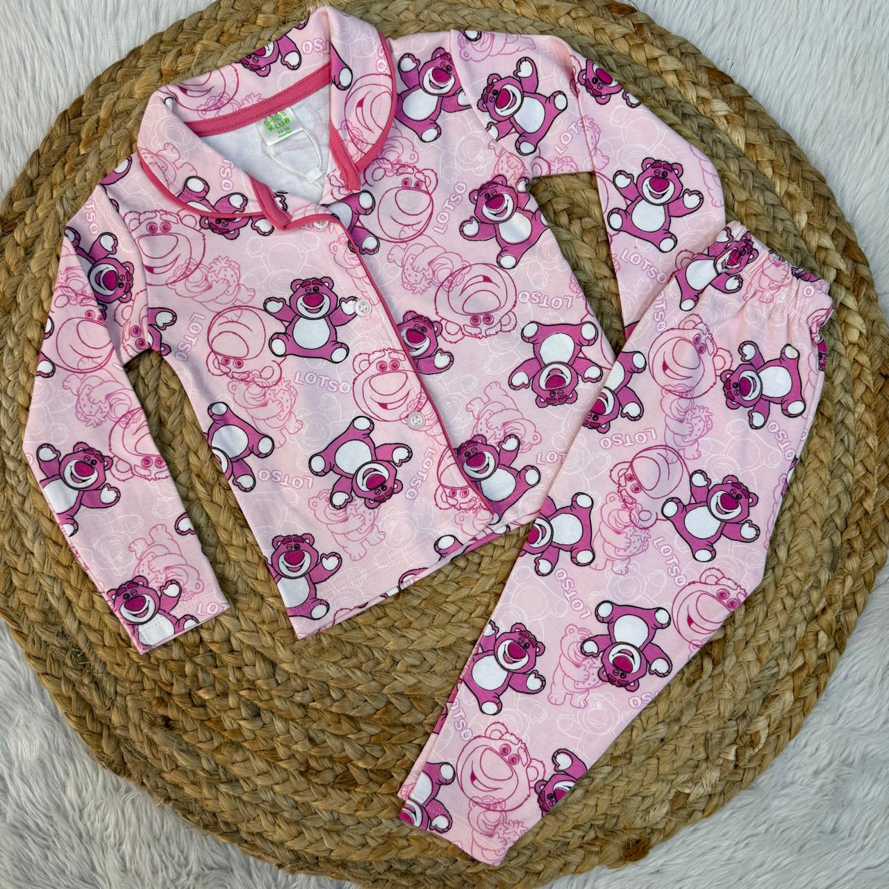 Baby Collar Night Suits - Pink Teddy