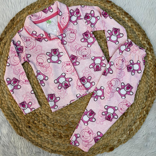 Baby Collar Night Suits - Pink Teddy
