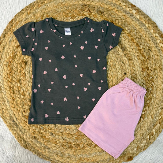 Girls Set - Grey pink Hearts