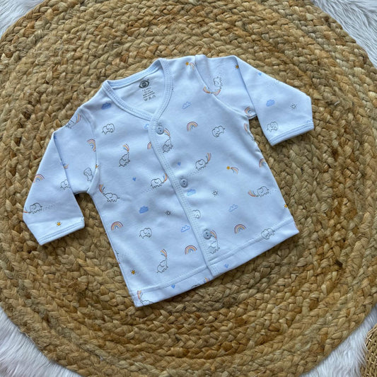 Knitted Baby Jabla with Full Sleeve - Blue Elephant