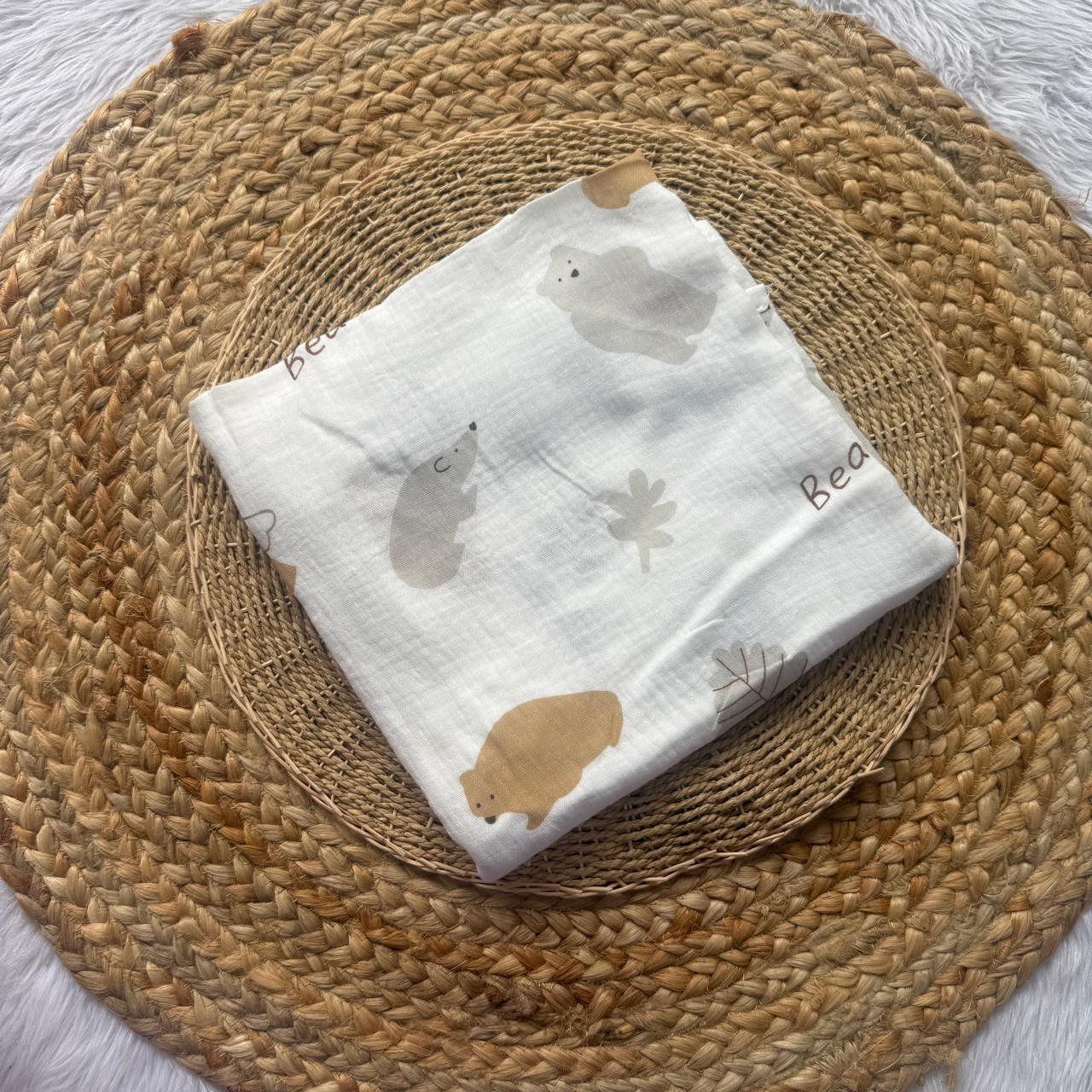 Premium double layer crinkled swaddle - Bear