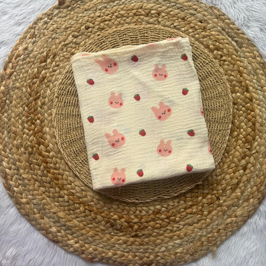 Premiem double layer crinkled swaddle - Bunny Face
