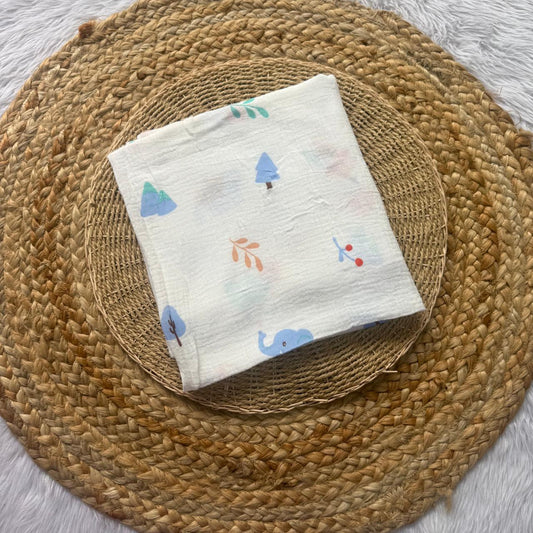 Premiem double layer crinkled swaddle - Blue