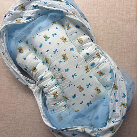Baby Carry  Net Bed -Blue Teddy