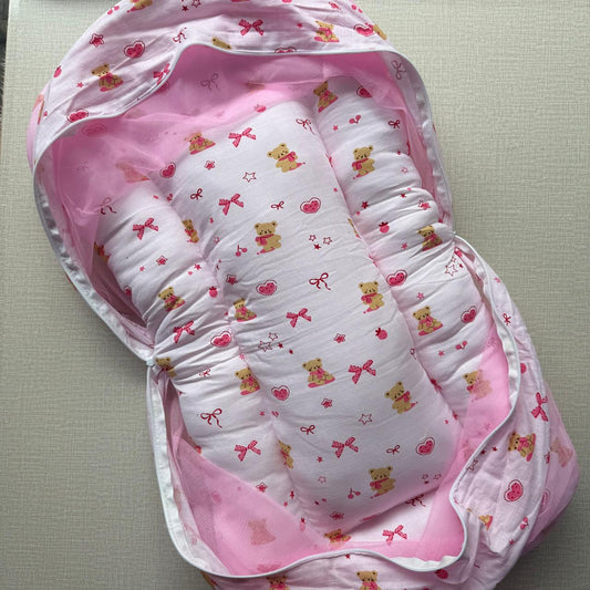 Baby Carry  Net Bed - Pink Teddy