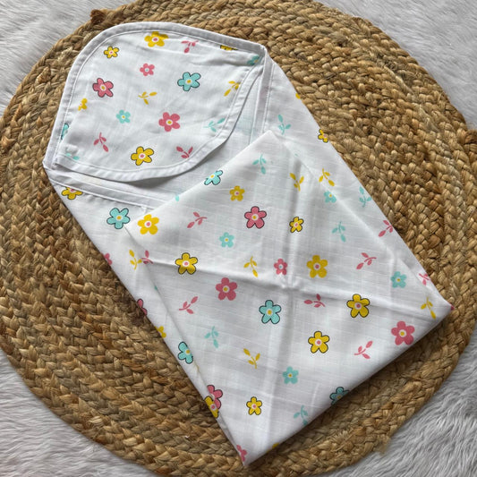 Muslin Hooded Towel - Flowers