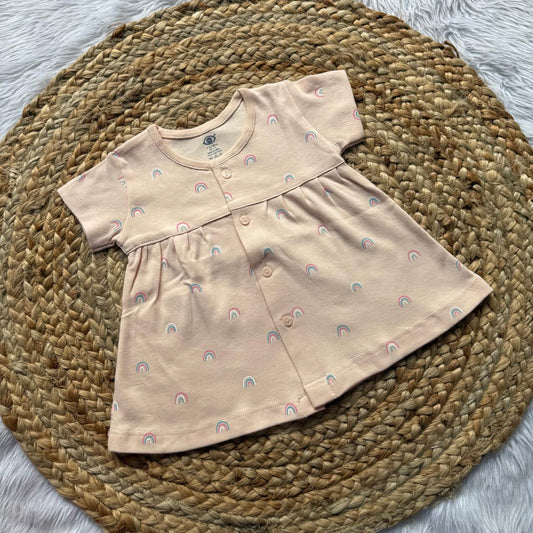 Orange Rainbow  - Premium Baby Knitted Frocks