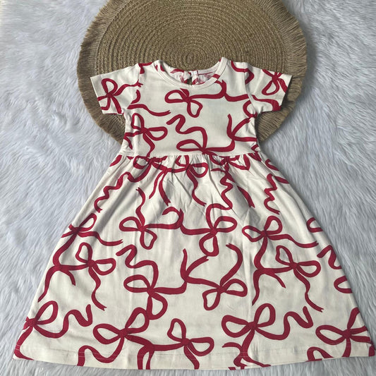 Girl Frocks - Red Bow
