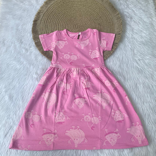 Girl Frocks - Pink Fruits