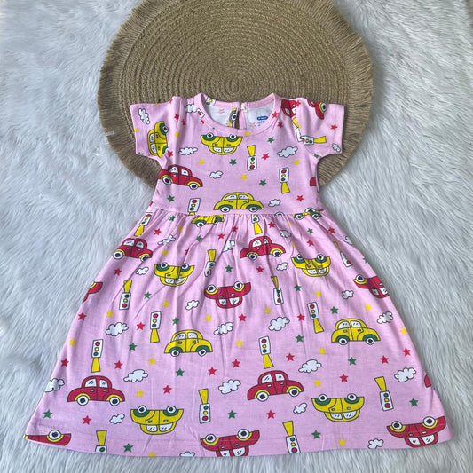 Girl Frocks - Pink Cars