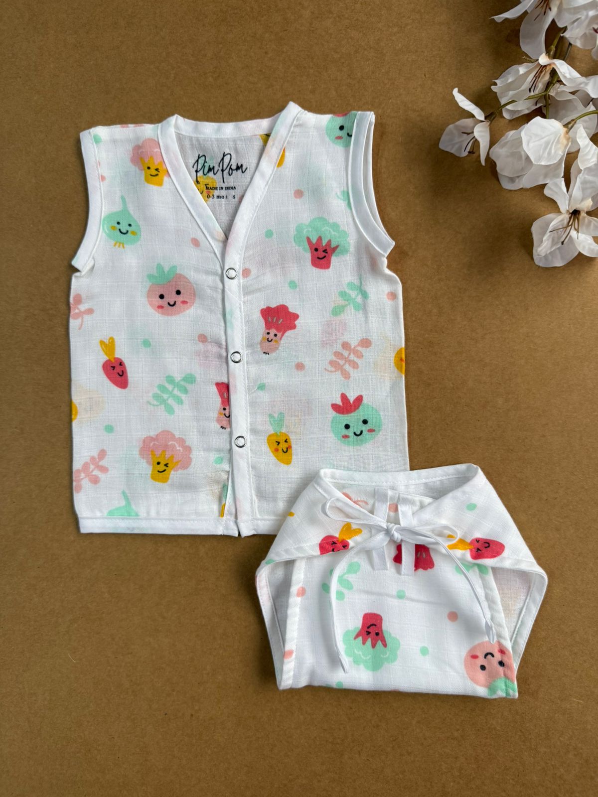Muslin Baby Jabla & Nappy Matching Sets (10 pcs) - Combo