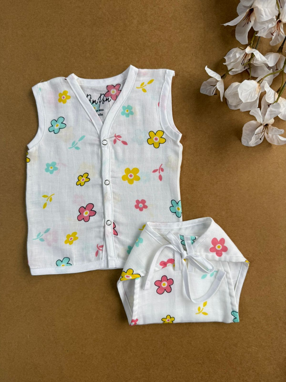 Muslin Baby Jabla & Nappy Matching Sets (10 pcs) - Combo