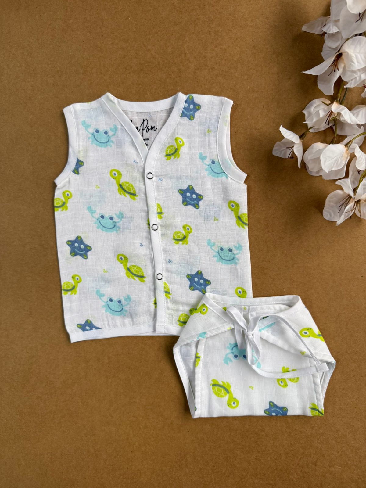 Muslin Baby Jabla & Nappy Matching Sets (10 pcs) - Combo