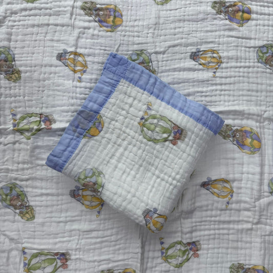 Muslin Blanket 6 Layer - Blue Parachute