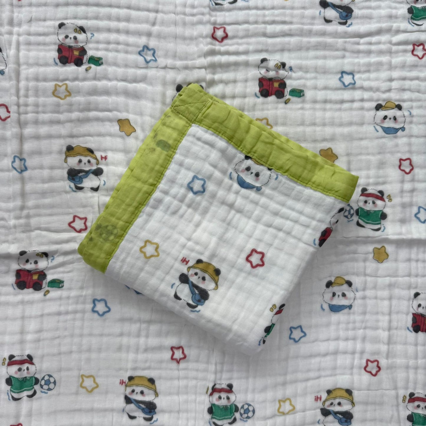 Muslin Blanket 6 Layer - Panda with Star