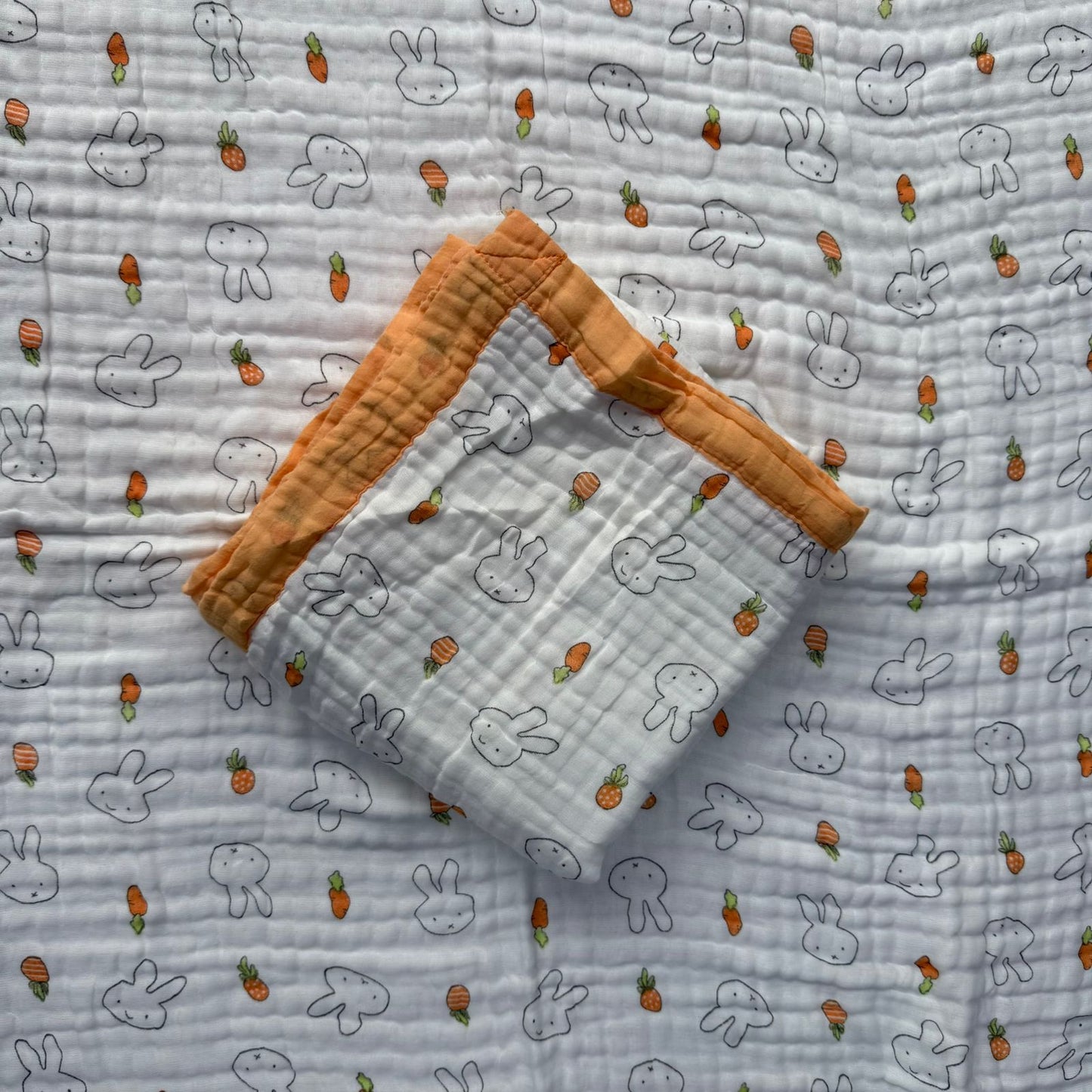 Muslin Blanket 6 Layer - Bunny with Carrot
