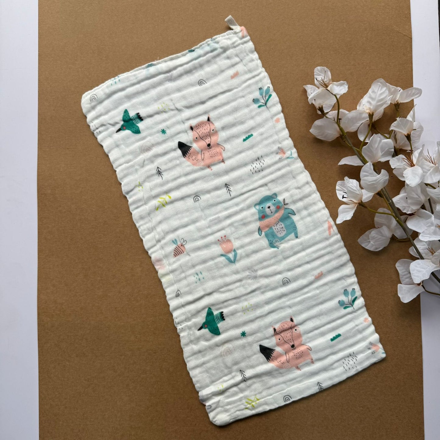 Baby Burp Cloth - 6 layer Muslin - Bear