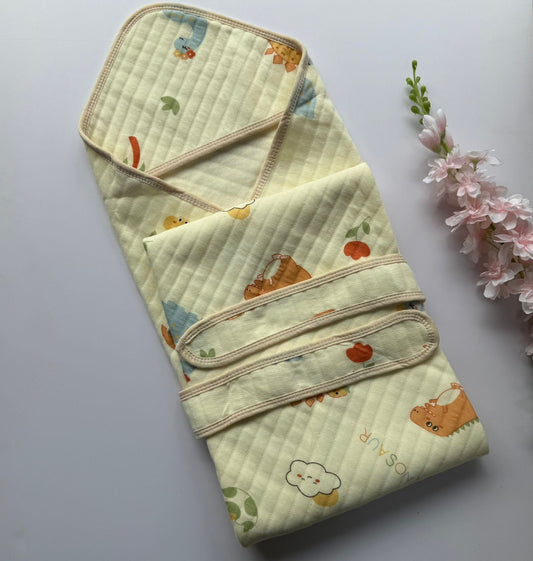 Premium beige Hooded Towel with Belt  - Dino
