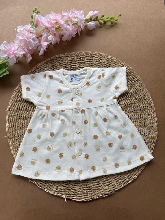 Premium Baby Knitted Frocks - Half White Catface
