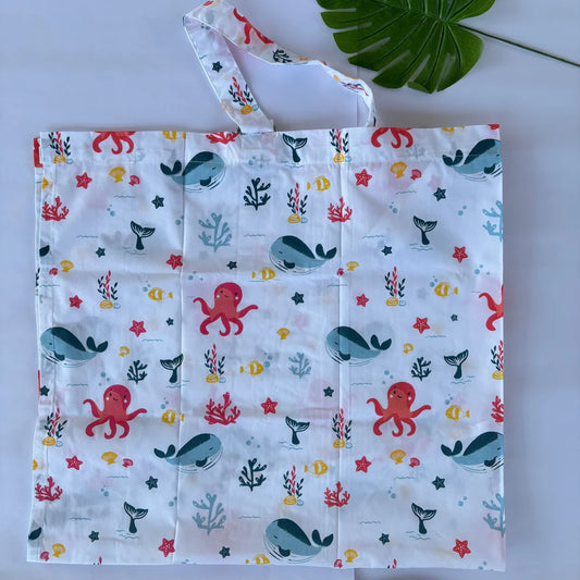 Cotton Feeding Apron | Nursing Cover - Aqua Animals
