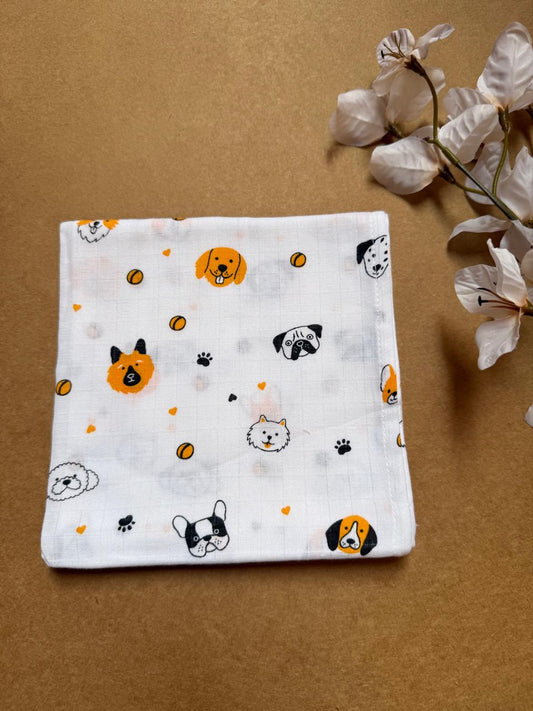 Muslin Small Baby Bath towel - Puppy Face