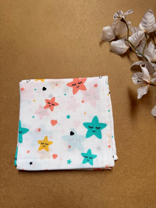 Muslin Small Baby Bath towel - Stars