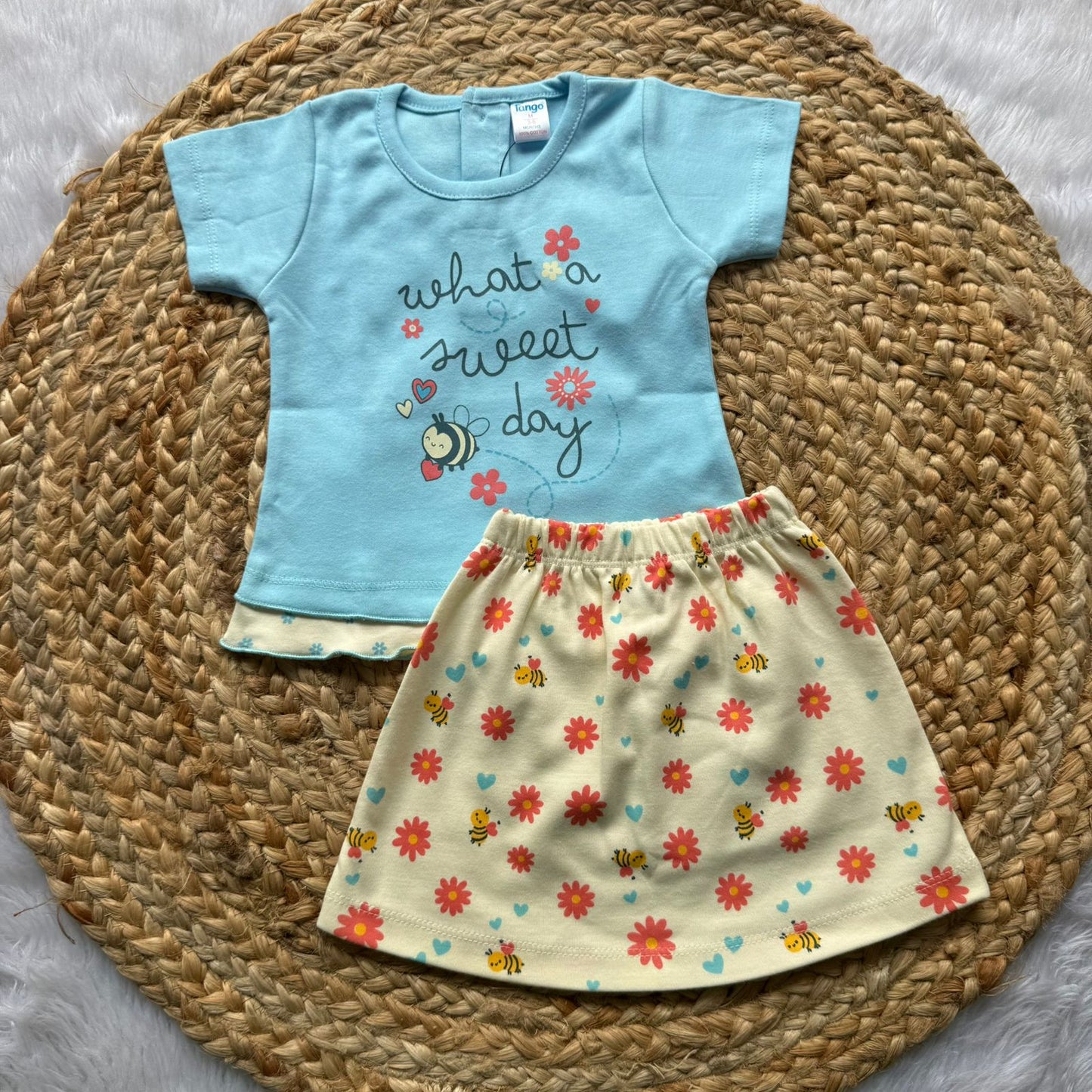 T-Shirt & Skirt  Girls Sets - Blue Honey