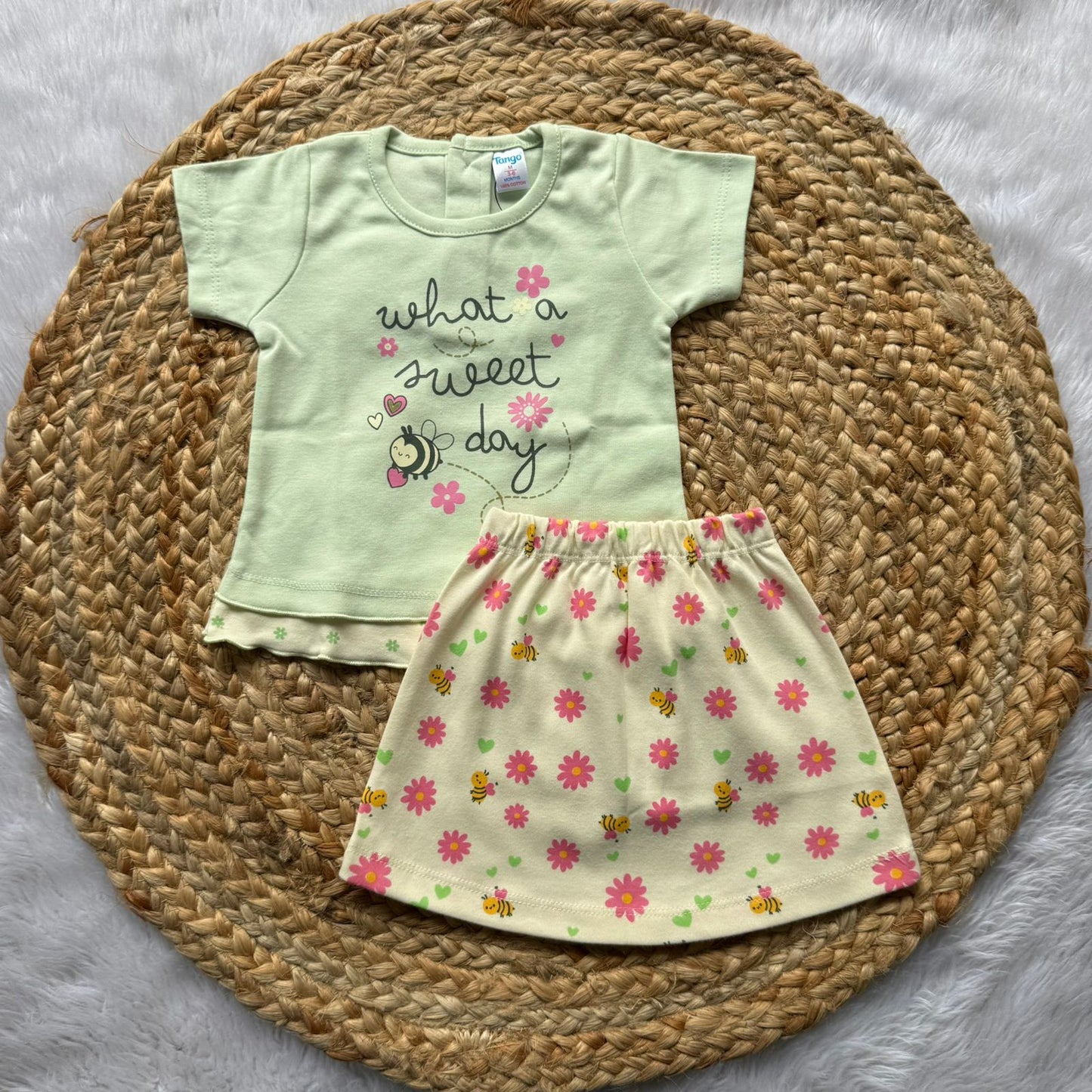 T-Shirt & Skirt  Girls Sets - Green Honey