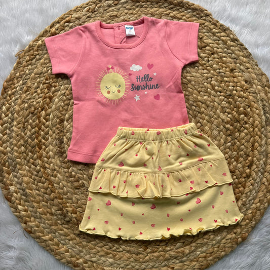 T-Shirt & Skirt  Girls Sets - Pink  Sunshine