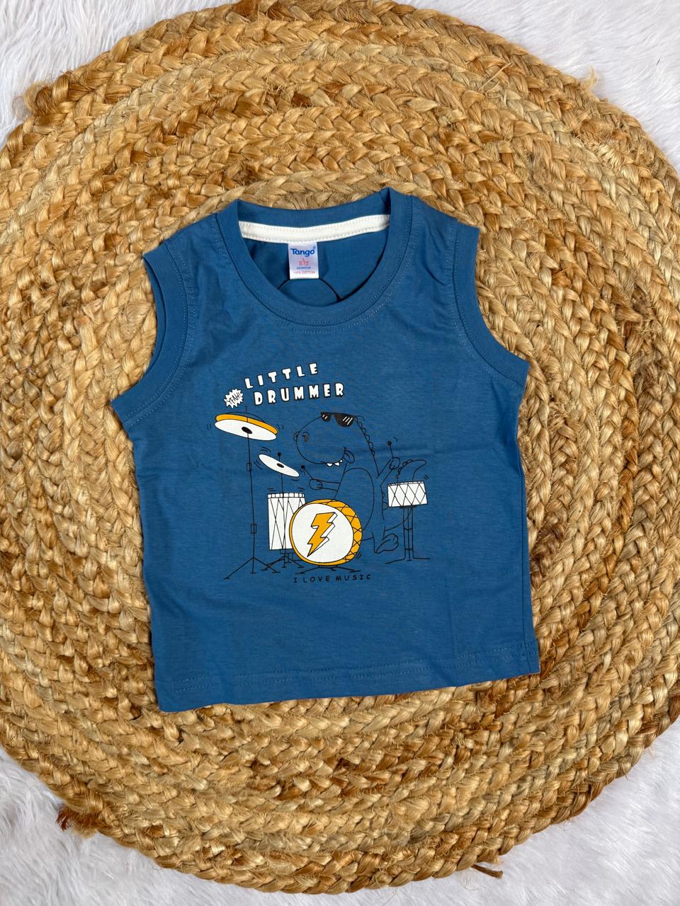 Baby Vest – Blue Little Drummer