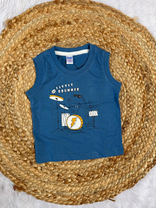 Baby Vest – Blue Little Drummer