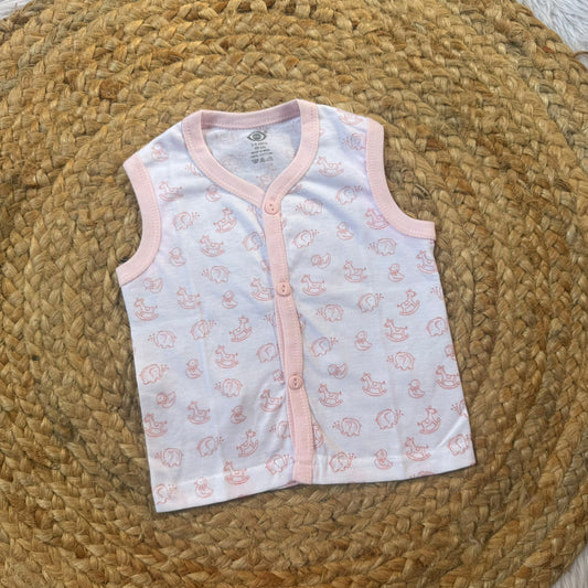 Knitted Baby Jabla Sleeveless  - Baby Pink Elephant