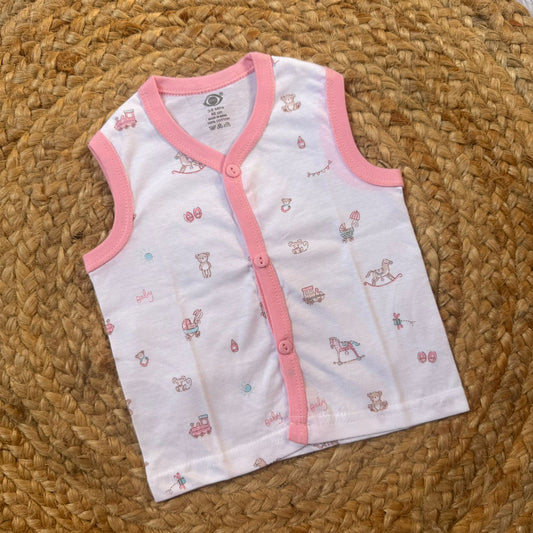 Knitted Baby Jabla Sleeveless  - Pink  Horse