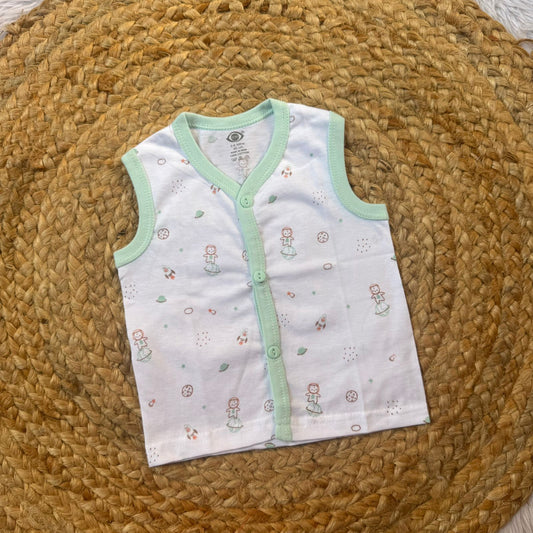 Knitted Baby Jabla Sleeveless  - Green With White