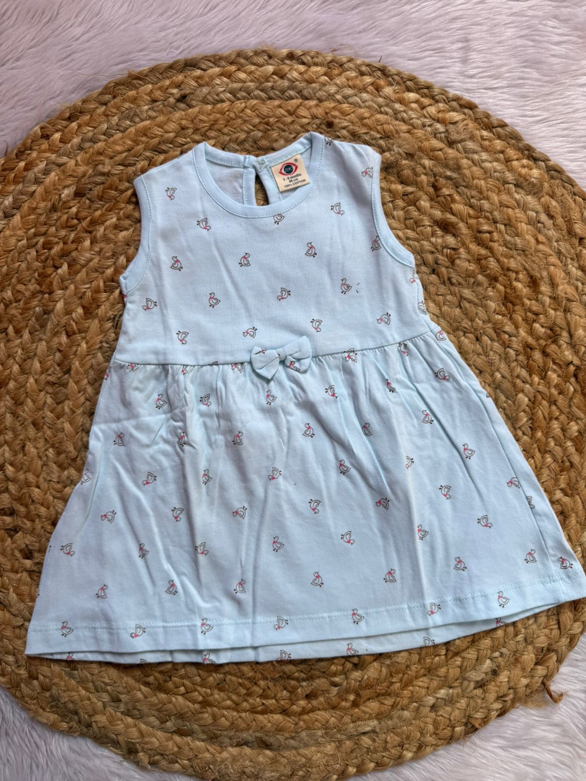 Premium Baby Knitted Sleeveless Frocks - SkyBlue